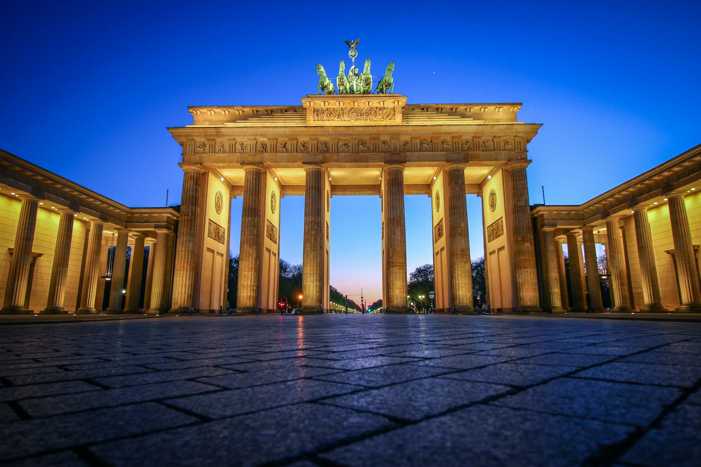 Berlin’s Brandenburg Gate illuminated at night
